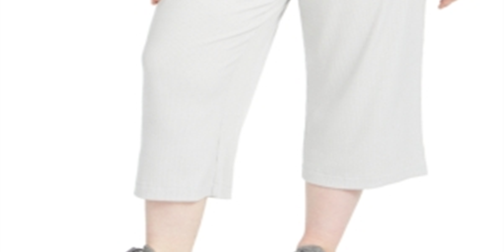 Calças culotte plus size caneladas femininas Ideology, cinza, tamanho 2X