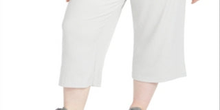 Calças culotte plus size caneladas femininas Ideology, cinza, tamanho 2X