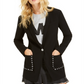 Blazer feminino Michael Kors com ilhós e bolsos, preto, tamanho 6
