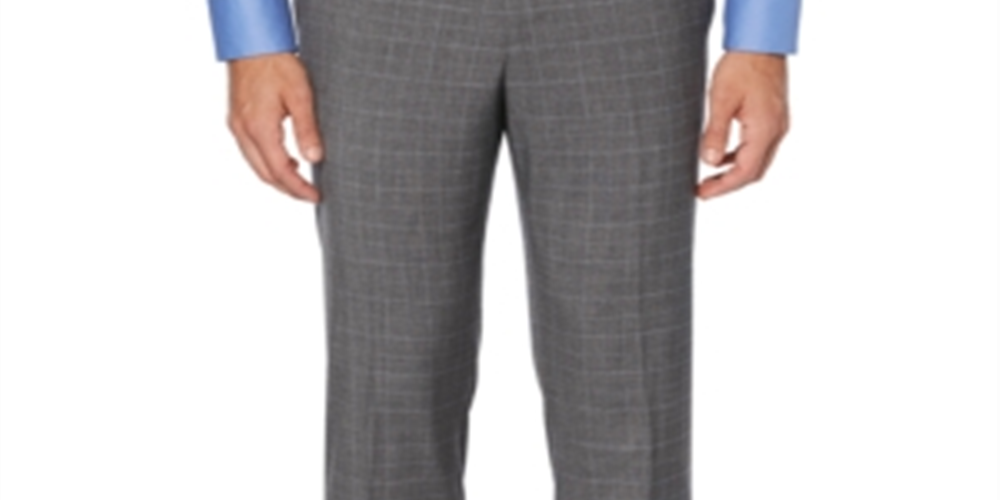 Calça social masculina Perry Ellis Stretch Slim Fit cinza tamanho 32x32