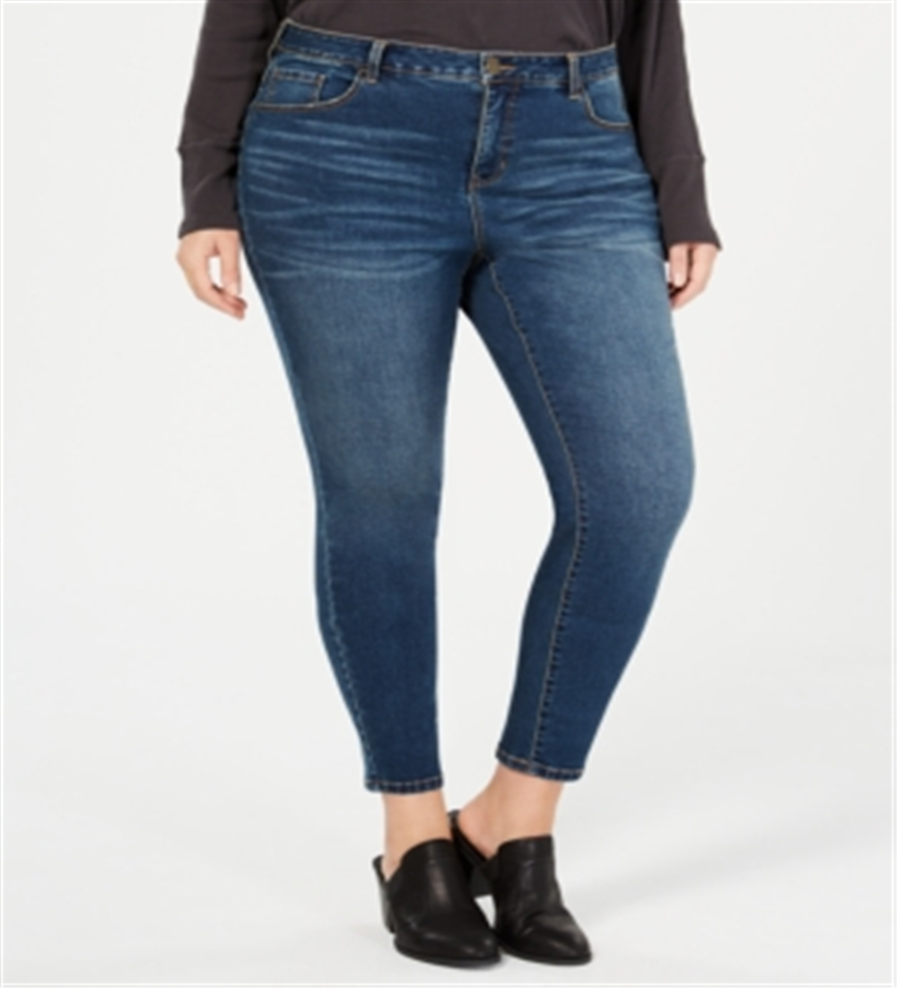 Jeans skinny feminino estilo &amp; co plus size, cintura média, ajuste curvilíneo, azul, tamanho 24W