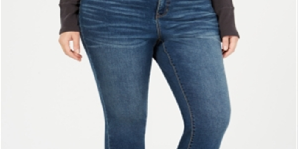Jeans skinny feminino estilo &amp; co plus size, cintura média, ajuste curvilíneo, azul, tamanho 24W