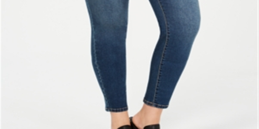 Jeans skinny feminino estilo &amp; co plus size, cintura média, ajuste curvilíneo, azul, tamanho 24W