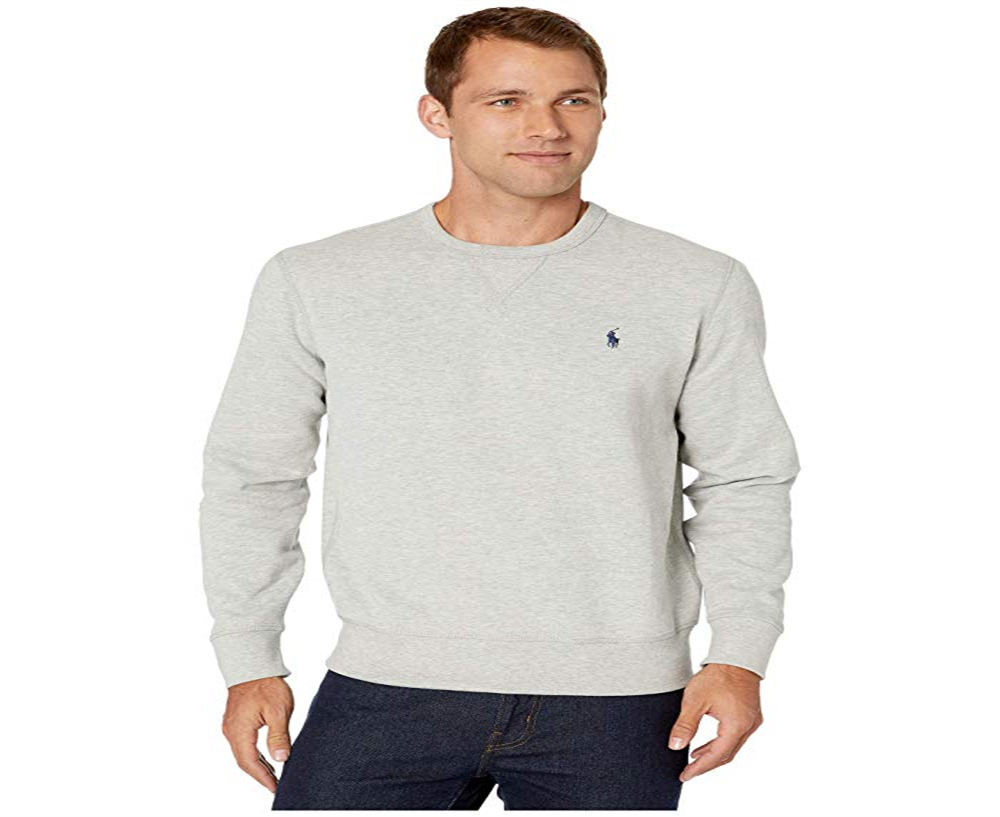 Polo Ralph Lauren Moletom Masculino de Lã com Gola Redonda Cinza Tamanho P