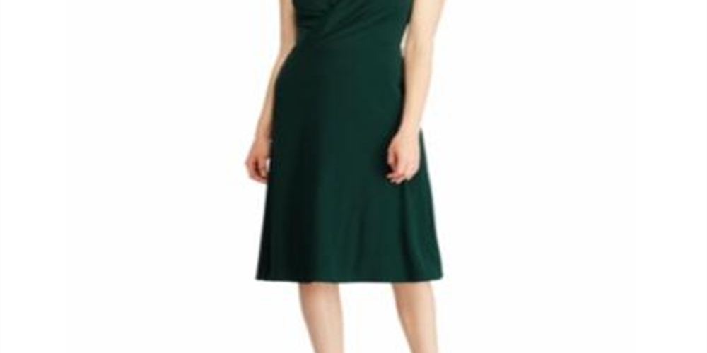 Vestido de malha plissado Ralph Lauren feminino verde - tamanho 12