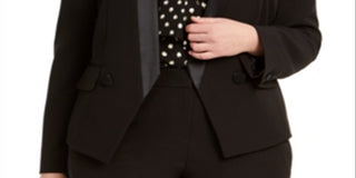 Blazer feminino Bar III Trendy Plus com acabamento em cetim, preto, tamanho 14W