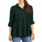 Camisa oversized feminina Style &amp; Co com manga enrolada, verde, tamanho pequeno