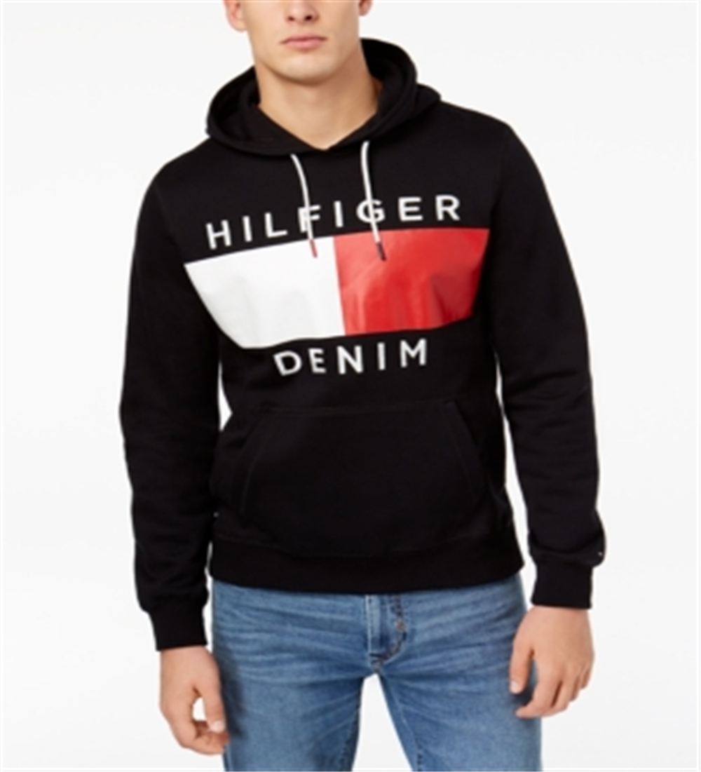 Tommy Hilfiger Brooks Pullover Hoodie Masculino em Algodão Jimmy Jazz Preto Tamanho XX-Grande