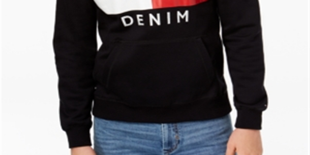 Tommy Hilfiger Brooks Pullover Hoodie Masculino em Algodão Jimmy Jazz Preto Tamanho XX-Grande