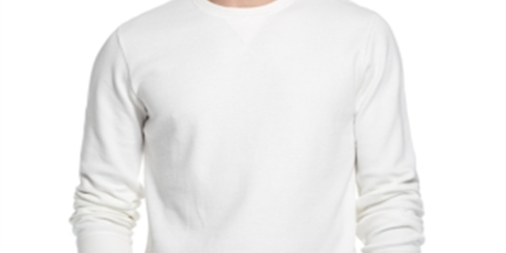 Camiseta masculina de malha waffle vintage à prova de intempéries, manga comprida, branca, tamanho pequeno