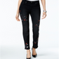 Jeans Curvy Fit Slim Ankle Jeans Feminino Estilo &amp; Co Bordado Preto Tamanho 14