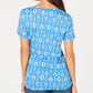 Blusa feminina estampada com amarração frontal, azul, tamanho pequeno GG