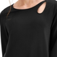 Blusa feminina Alfani com decote redondo e recorte, preta, tamanho G