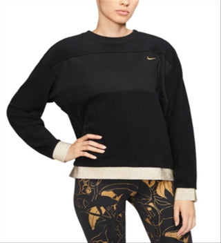 Camiseta de treino Nike Therma Fleece feminina, preta, tamanho M