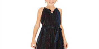 Macacão listrado metálico com lantejoulas e corações para meninas grandes, azul, tamanho GG