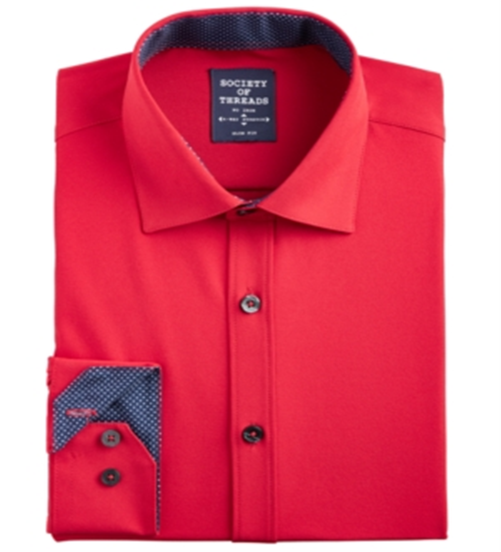 Camisa social masculina Society of Threads vermelha tamanho médio