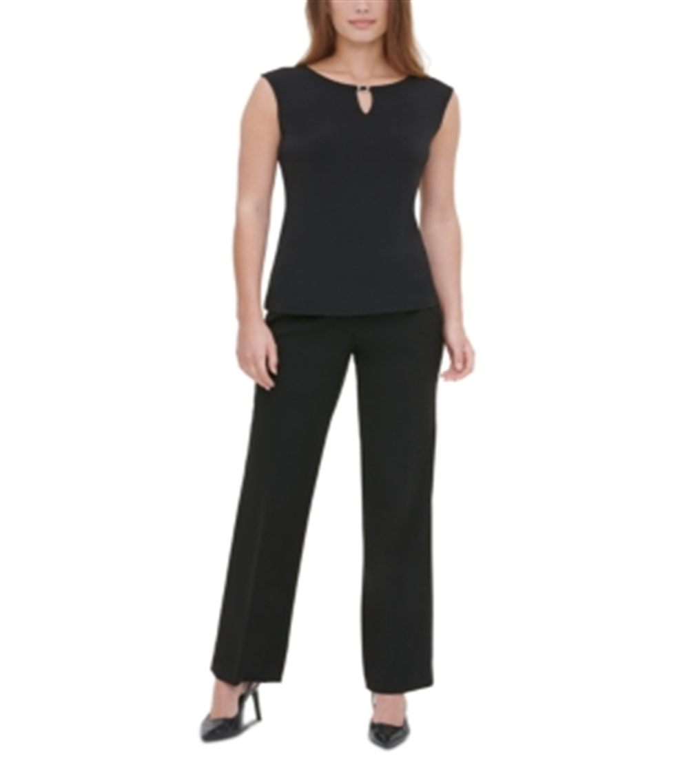 Calvin Klein Top sem mangas com decote em V, preto, tamanho XL