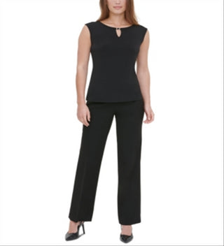 Calvin Klein Top sem mangas com decote em V, preto, tamanho XL