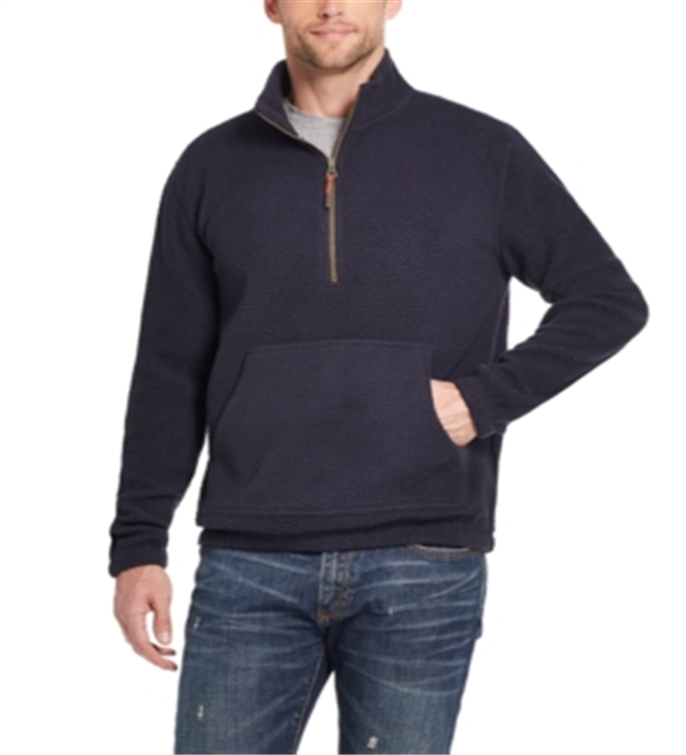 Suéter masculino vintage à prova de intempéries com zíper de um quarto azul tamanho XXX-G