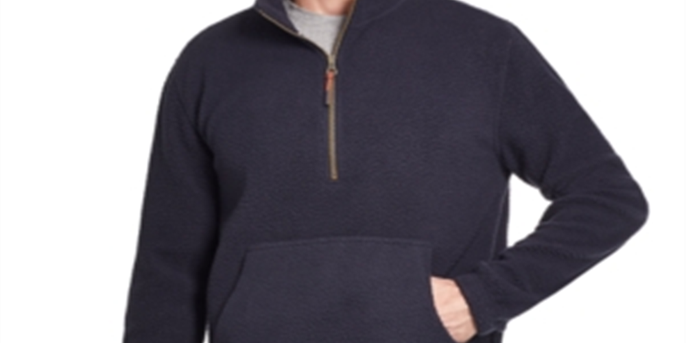 Suéter masculino vintage à prova de intempéries com zíper de um quarto azul tamanho XXX-G