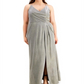 Vestido metálico com sobrepeliz plus size da Morgan &amp; Company para mulheres, amarelo, tamanho 22W