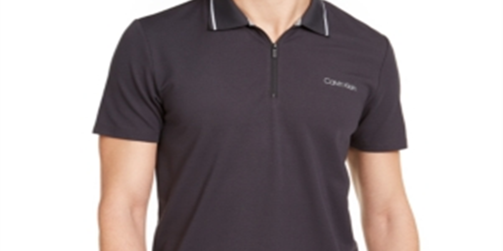 Camisa polo masculina Calvin Klein Move 365 com zíper, cinza, tamanho XS