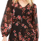 Vestido Calvin Klein Feminino Floral Chiffon Gola V Manga 3/4 Ajuste Flare Preto Tamanho 12