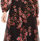 Vestido Calvin Klein Feminino Floral Chiffon Gola V Manga 3/4 Ajuste Flare Preto Tamanho 12