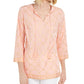 Túnica estampada Charter Club Petite Cotton rosa tamanho Petite XL