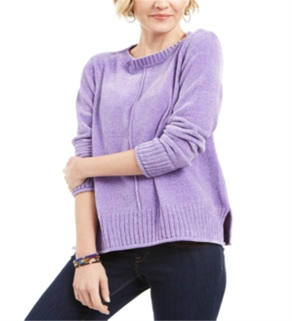 Suéter chenille feminino Style &amp; Co roxo tamanho pequeno GG