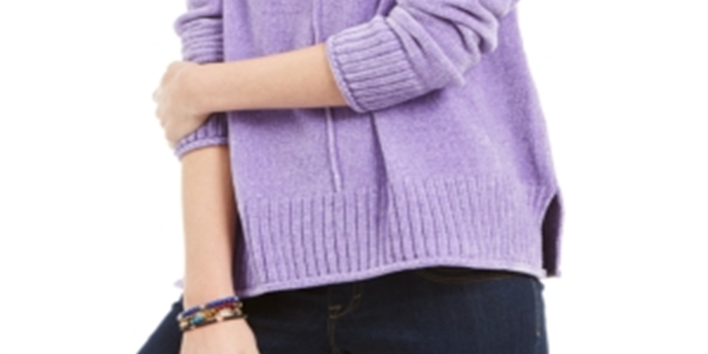 Suéter chenille feminino Style &amp; Co roxo tamanho pequeno GG