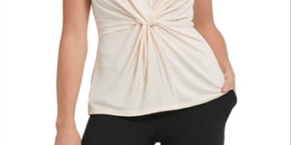 Top DKNY Feminino com Decote em V e Nó Central Rosa Tamanho P