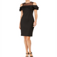 Vestido de festa Calvin Klein feminino, manga curta, decote ilusão, acima do joelho, bodycon, preto, tamanho 6