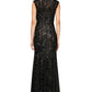 Vestido formal feminino Alex Evenings, sem mangas, comprimento total, estilo flare, preto, tamanho 8