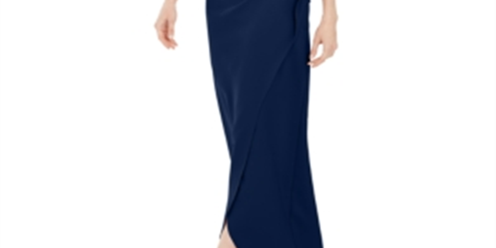 Vestido formal feminino SL Fashions, liso, sem mangas, decote em V, comprimento total, azul, tamanho 16