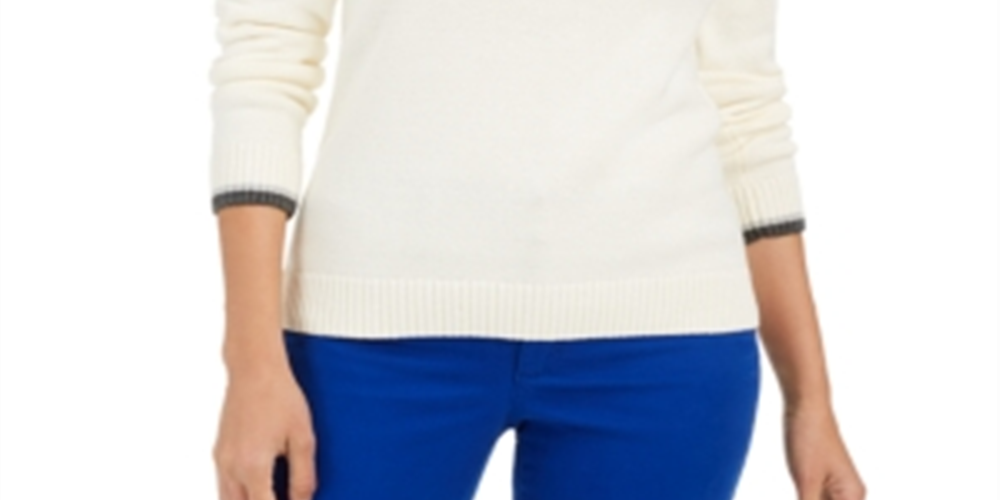 Suéter estampado feminino Charter Club, branco, tamanho pequeno GG