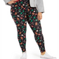 Leggings estampadas da moda feminina Planet Gold, pretas, tamanho 2X