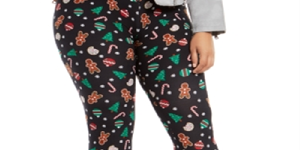 Leggings estampadas da moda feminina Planet Gold, pretas, tamanho 2X