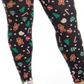 Leggings estampadas da moda feminina Planet Gold, pretas, tamanho 2X