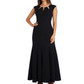 Vestido formal longo sereia com decote em V e zíper com glitter e manga curta R&amp;M Richards feminino, tamanho 16, preto
