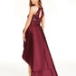 Vestido longo formal feminino com alças finas e decote halter e renda, cor esmeralda, roxo, tamanho 13