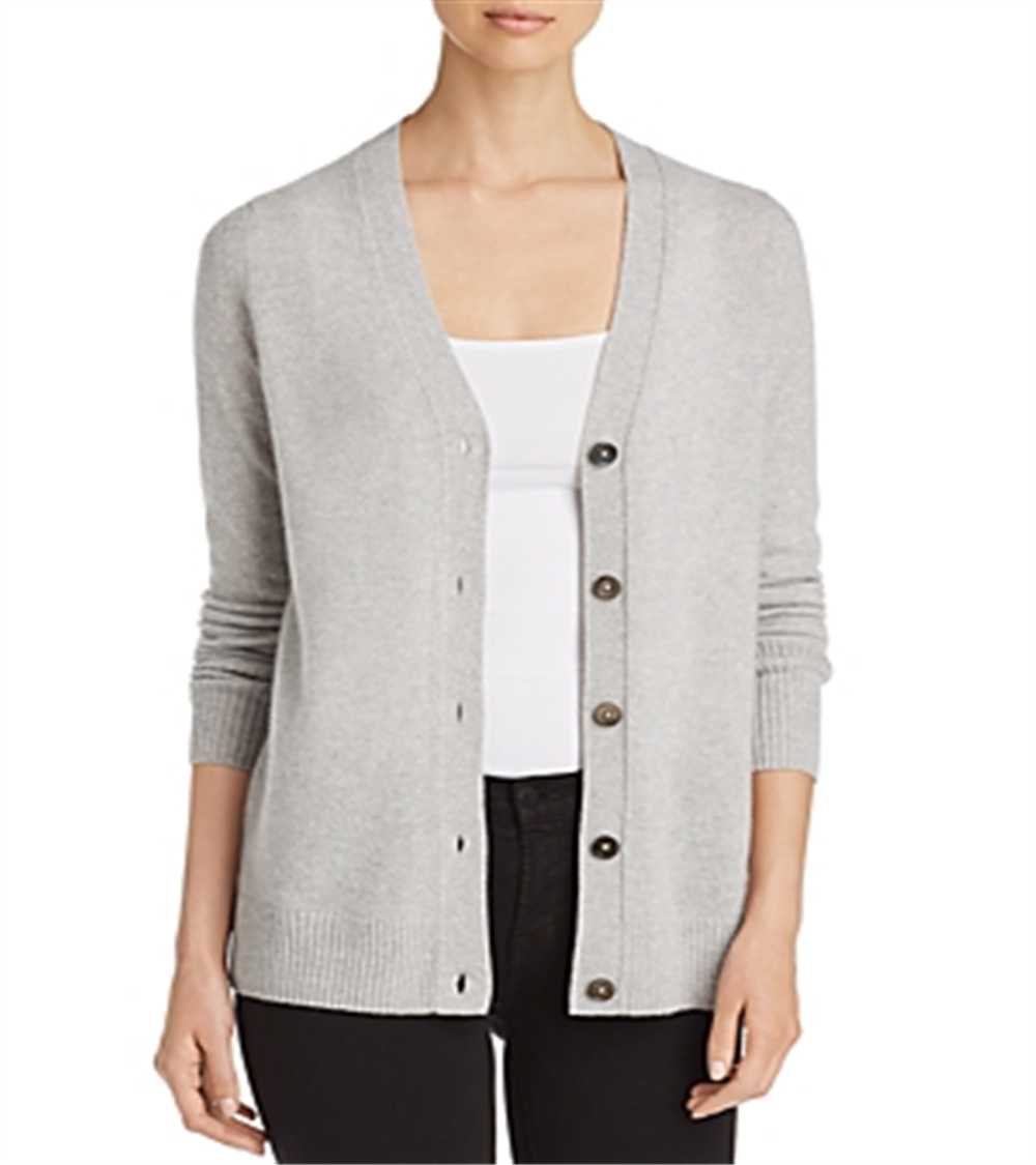 Cardigan Grandfather Feminino Cashmere C By Bloomingdale's Cinza Tamanho P
