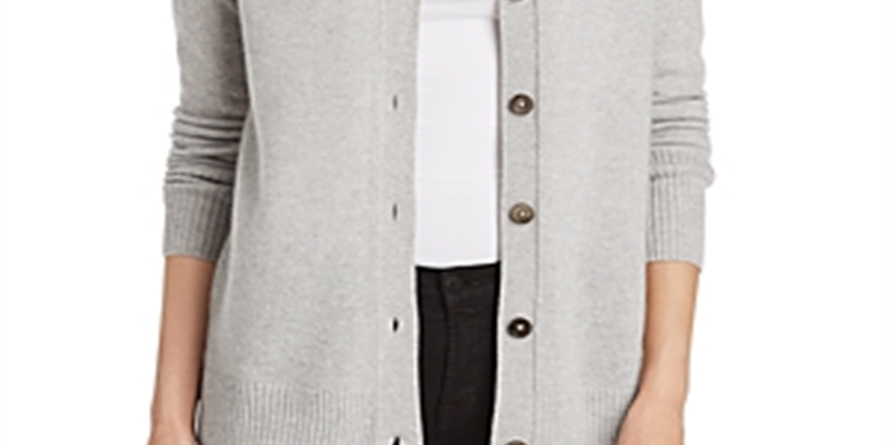 Cardigan Grandfather Feminino Cashmere C By Bloomingdale's Cinza Tamanho P