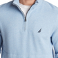 Pulôver masculino Nautica de lã camurça com zíper de um quarto, azul, tamanho pequeno