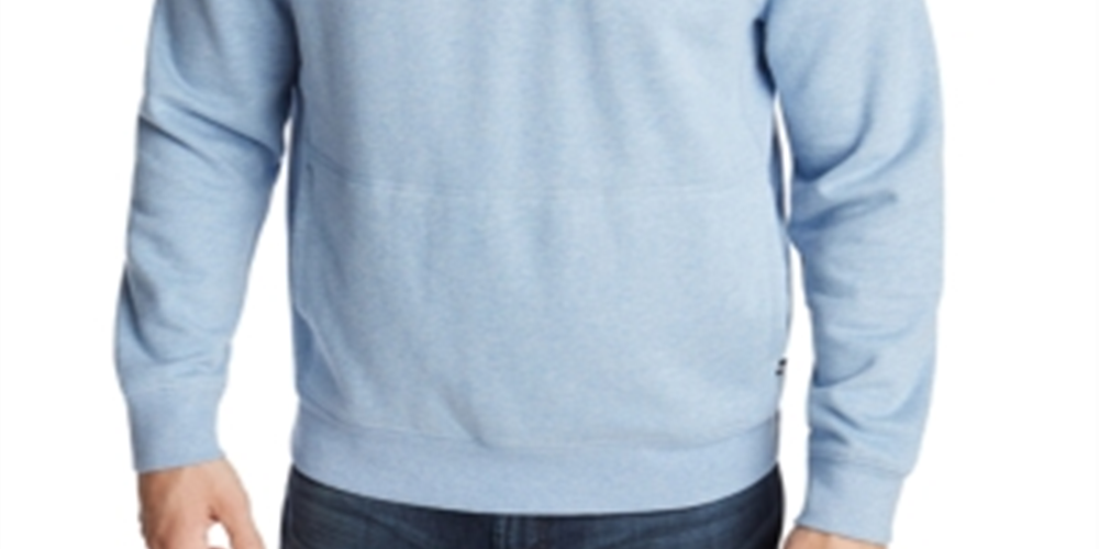 Pulôver masculino Nautica de lã camurça com zíper de um quarto, azul, tamanho pequeno