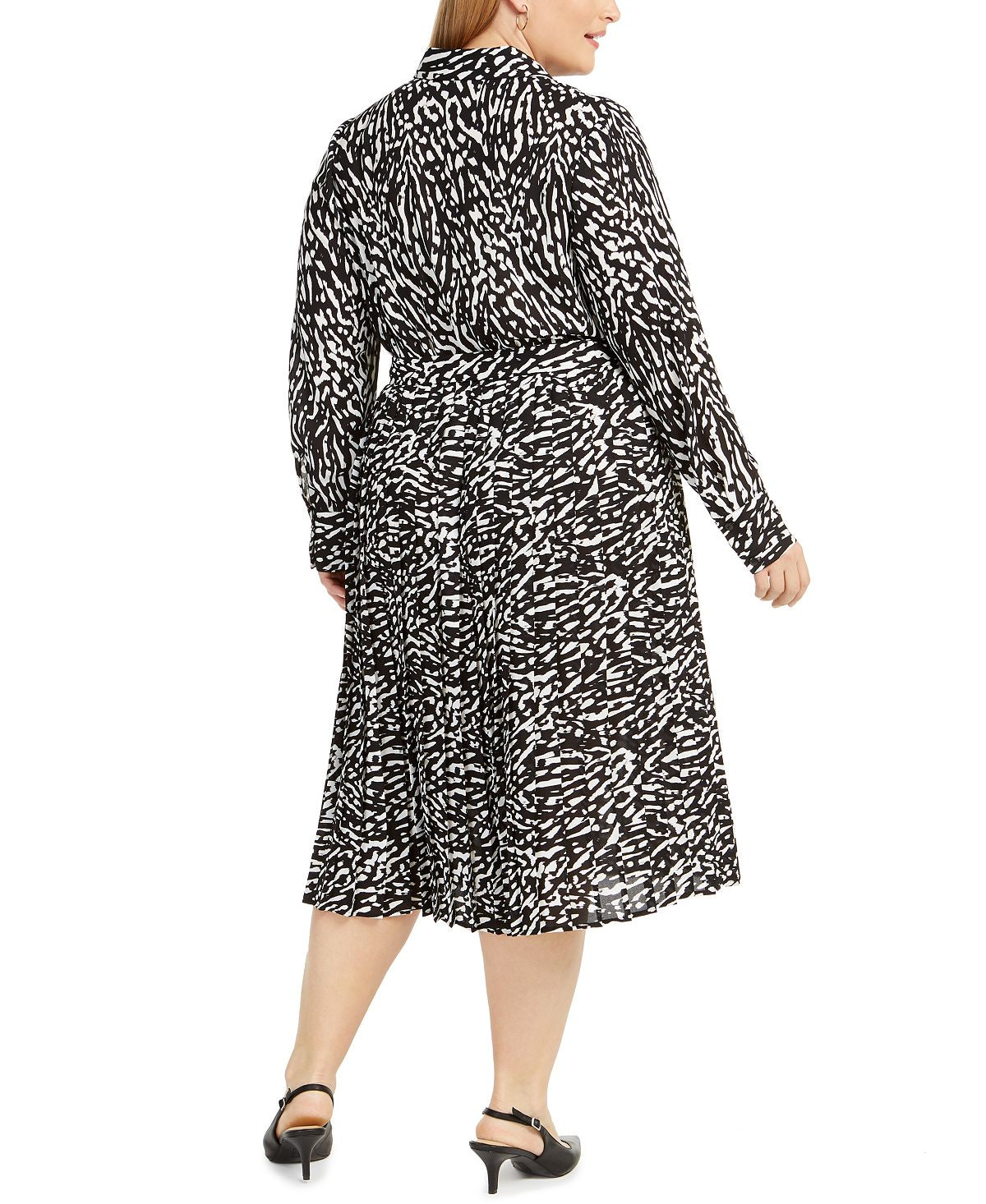 Vestido-camisa estampado plus size feminino Alfani, preto, tamanho 24W