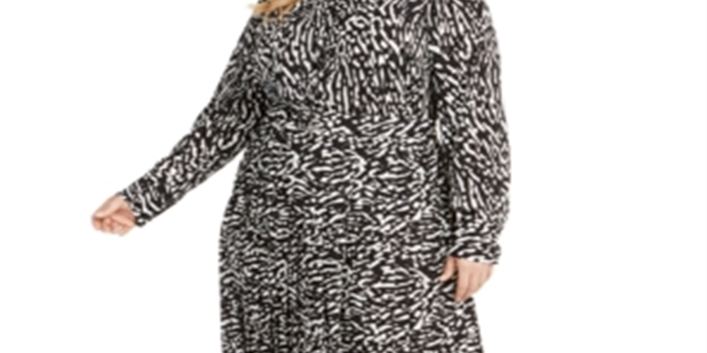 Vestido-camisa estampado plus size feminino Alfani, preto, tamanho 24W