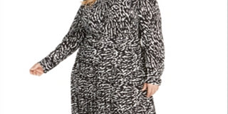 Vestido-camisa estampado plus size feminino Alfani, preto, tamanho 24W