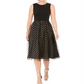 Vestido de festa Calvin Klein feminino, sem mangas, com zíper e glitter, decote joia, abaixo do joelho, estilo flare, preto, tamanho 16