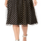 Vestido de festa Calvin Klein feminino, sem mangas, com zíper e glitter, decote joia, abaixo do joelho, estilo flare, preto, tamanho 16
